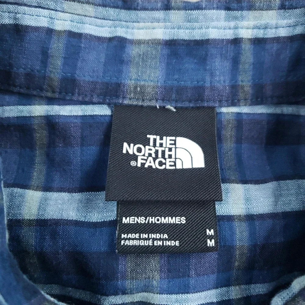 The North Face Shirt Mens Medium Blue‎ Plaid Short Sleeve Button Up Casual